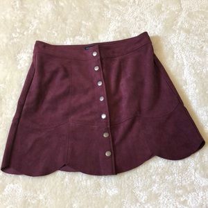 Wine colored button up skirt